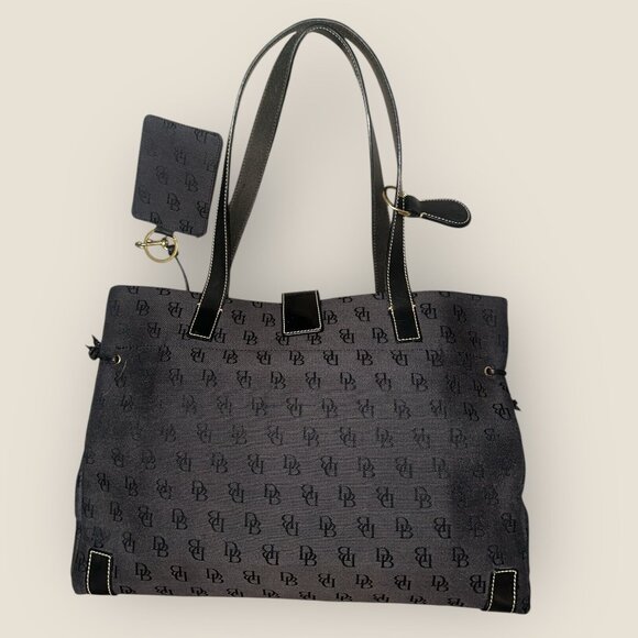 Dooney & Bourke Signature Monogram Tote H2459130 Black Jacquard DB Shoulder Bag - Picture 4 of 8